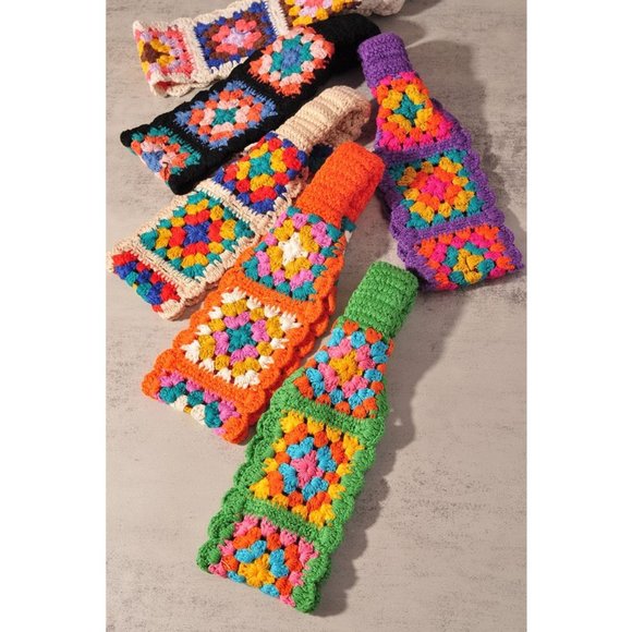 NEW Floral Patchwork Crochet Knit 100% Cotton Soft Hair Accent Headband Hairband - Picture 12 of 13